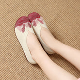 Damskie wiosenne buty haftowane okrągły nosek miękka podeszwa