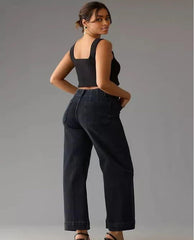 👖Dżinsy z szerokimi nogawkami i wyszczuplającym brzuch ⭐ Najlepiej sprzedające się dżinsy 2024