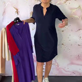 Letnia sukienka midi z dekoltem w serek dla kobiet