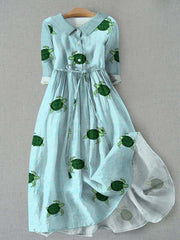 Sukienka koszulowa jednorzędowa z rękawem trzy czwarte