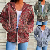 Damska wełniana kurtka z kapturem i zamkiem błyskawicznym