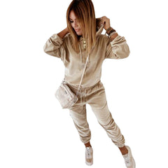 👩2024 nowy jesienno-zimowy kombinezon sportowy ze złotego aksamitu z kapturem 👚👟