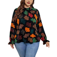 Elegancki, wygodny top w kwiaty z długim rękawem i dzwonkowatymi rękawami