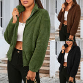 Nowy zimowy, pluszowy, luźny, ciepły kardigan z długimi rękawami