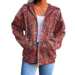 Damska wełniana kurtka z kapturem i zamkiem błyskawicznym