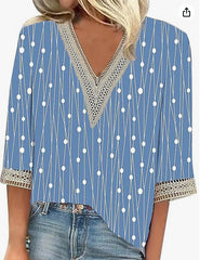 Maricela - Bluzka W Stylu Boho Z Kwiatowym Wzorem I Długimi Rękawami