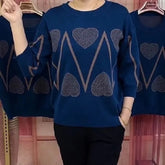 Uroczy, luźny top z rękawem 3/4 na jesień