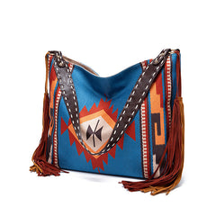 👜Duża torba damska w stylu retro, ręcznie tkana z bawełny i lnu