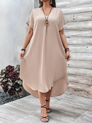 Sukienka swobodna z dekoltem w serek w dużym rozmiarze