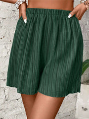 Jednokolorowe spodenki plażowe z gumką w pasie