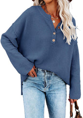 Damski sweter oversize z dzianiny waflowej