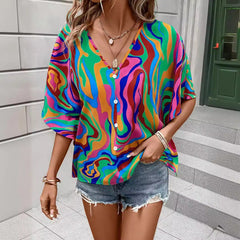 Koszule damskie 2024 letnie eleganckie koszule w kwiatowy wzór