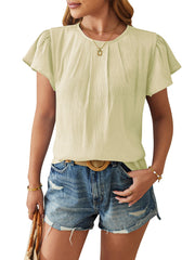 🦸♀️2024 Wiosna i lato, luźny top z błyszczącej, złotej tkaniny z płatkami i rękawami