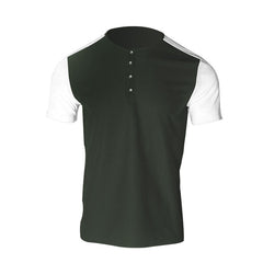 Męska koszulka z waflowym nadrukiem Plus Size Henley z krótkim rękawem