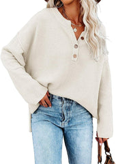 Damski sweter oversize z dzianiny waflowej