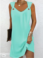 Damska sukienka dresowa bez rękawów, zapinana na guziki