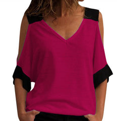 Letnia koszulka z krótkim rękawem i odkrytymi ramionami