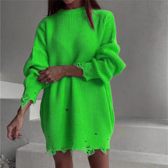 🌟👕 ✨Sweter z dzianiny o luźnym kroju, z przetarciami