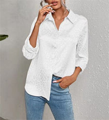 👸Żakardowa koszula z klapami w panterkę🐆