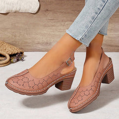 Damskie modne sandały na grubym obcasie Hollow Out