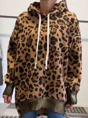 Damska bluza z długim rękawem i nadrukiem w panterkę