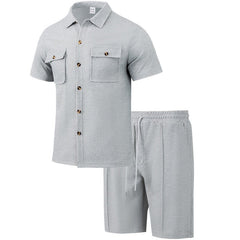 Koszula męska z krótkim rękawem i spodenki 2-częściowy komplet
