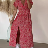 Seksowna damska sukienka maxi z rozcięciem z boku