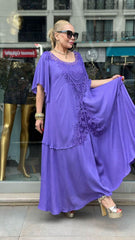 Ladies elegancka koronkowa panelu A-line długa spódnica