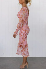 🌸Zbieranie ogrodu w kwiecistej talii sukienka midi