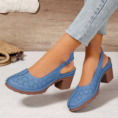 Damskie modne sandały na grubym obcasie Hollow Out