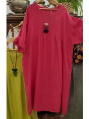 Damskie sukienki z bawełny i lnu z luźnymi kieszeniami