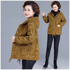 2024 Nowy, jesienno-zimowy, gruby, bawełniany płaszcz z kapturem