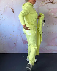 Dwuczęściowy zestaw z bluzą i spodniami w jednolitym kolorze