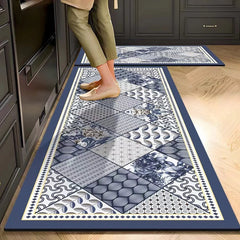 Zestaw dywanów z nadrukiem kwiatowym w stylu retro (2 sztuki) - 40×60 cm + 40×120 cm