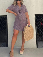 Casualowa dżinsowa sukienka z krótkim rękawem