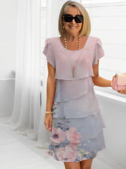 Sukienka-tunika z wielowarstwowym nadrukiem w kwiaty i gradientem