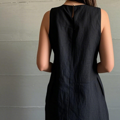 ✨Bawełniana lniana sukienka bez rękawów z rozcięciem w jednolitym kolorze