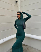 🎇2024 Nowość 🔥🔥 Modna dzianinowa sukienka z kapturem i obcisłą spódnicą dla kobiet