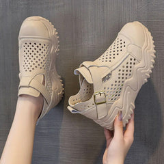 Letnie oddychające, grube, wydrążone buty damskie