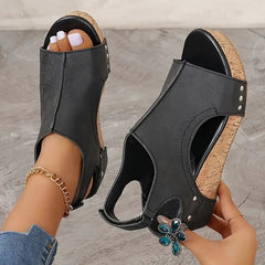 Sandały ortopedyczne w klinach damskiej platformy