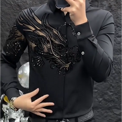 Stylowa koszula męska z nadrukiem i dopasowanym krojem