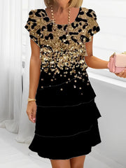 Sukienka-tunika z wielowarstwowym nadrukiem w kwiaty i gradientem