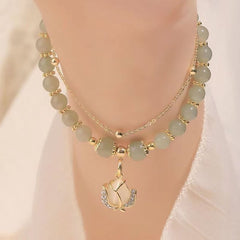 🔥KUP 1, OTRZYMASZ 1 ZA DARMO 💞--Wotian Jadeitowa złota bransoletka z listkami szczęścia