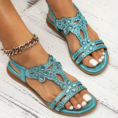 🔥 Last Day Promocja 50% zniżki -Women's Bling Rhinestone Boho Style Flat Sandals