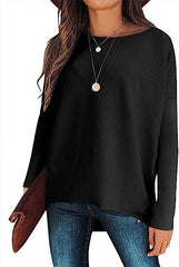 Damski sweter z dzianiny o nieregularnym, oversize'owym rękawie typu Dolman