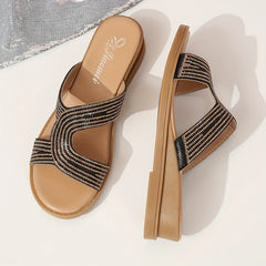 🔥Ostatni dzień 50% zniżki – Eleganckie damskie sandały ortopedyczne z kryształkami w kształcie motyla