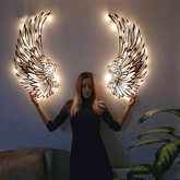 🔥 1 PARA METALOWEJ SZTUKI ŚCIENNEJ ANGEL WINGS Z OŚWIETLENIEM LED-🎁 PREZENT DLA NIEJ