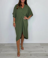 💖 Limitowana wyprzedaż 50% zniżki💖 Sukienka maxi z krótkim rękawem i wiązaniem