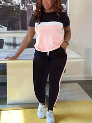 Letni modny, kontrastowy, kolorowy, swobodny, sportowy garnitur