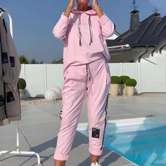 💖Dwuczęściowy zestaw damski z bluzą z kapturem i spodniami dresowymi